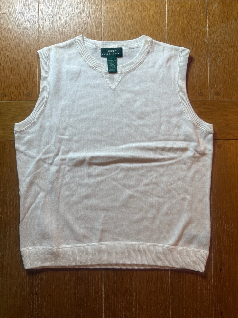 Ladies Vintage Lauren Ralph Lauren White Sleeveless Cotton Tank